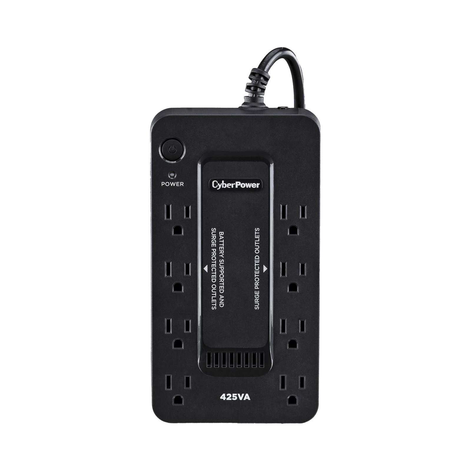 UPS de 425 VA/255 W, Topología Standby, Entrada 120 Vca NEMA 5-15P, Tipo Gabinete Compacto, Con 8 Tomas NEMA 5-15R