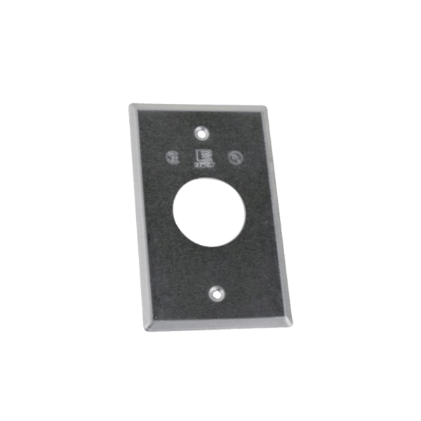Tapa rectangular aluminio para contacto  de 40.3 mm, tipo RR a prueba de intemperie.