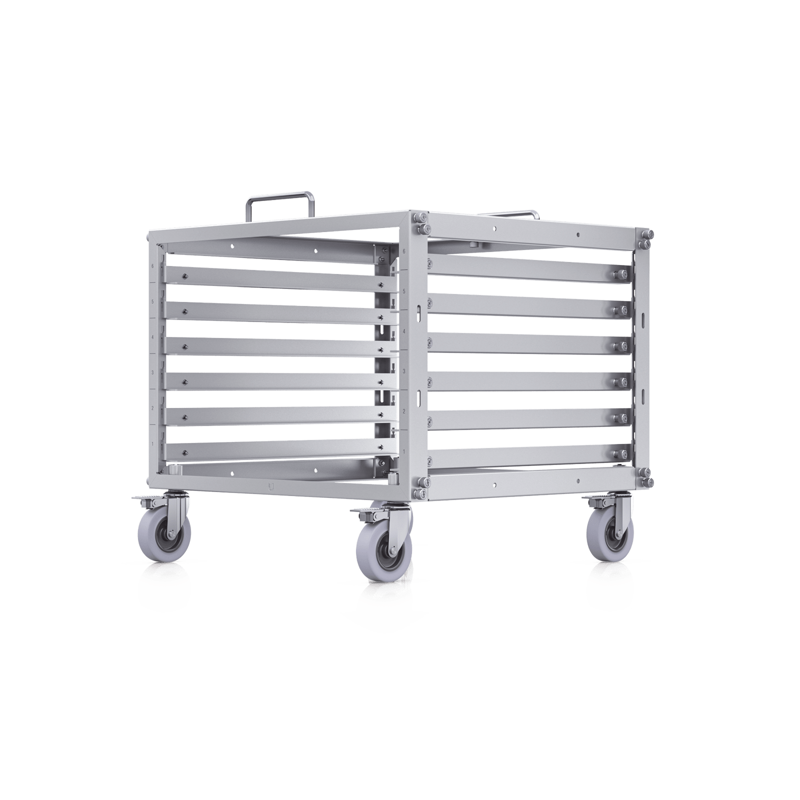 UniFi Rack Móvil de 6 Unidades, incluye 1 patchpanel de 24 puertos Gigabit, no requiere herramientas para armarse, incluye ruedas.