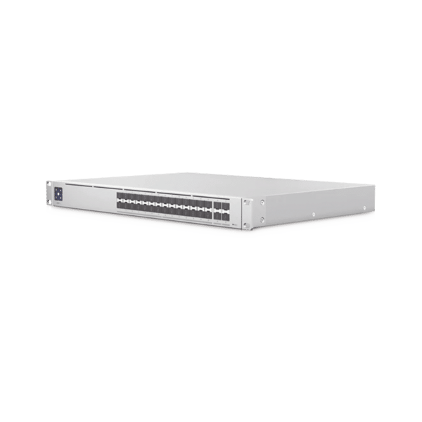 UniFi Switch PRO Aggregation Capa 3 para fibra óptica con 28 puertos SFP+ (10G) y 4 puertos SFP28 (25G), pantalla informativa