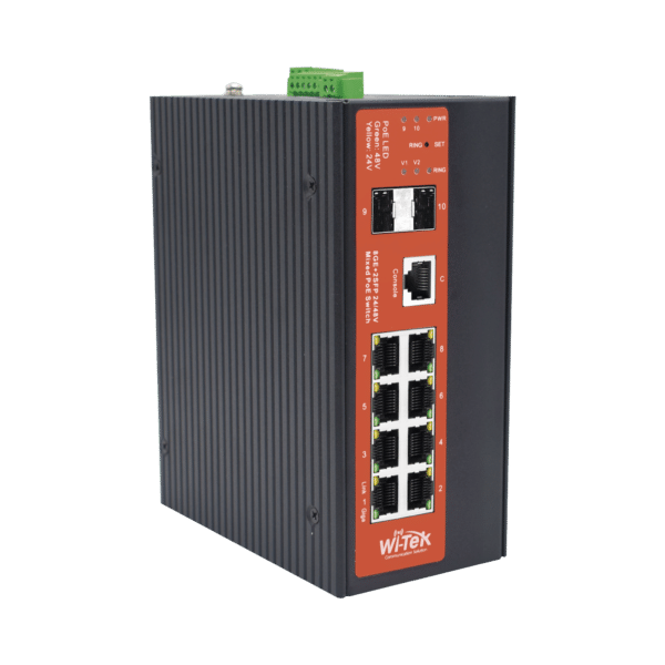 Switch Industrial Administrable Gigabit con 2 Puertos PoE bt + 6 Puertos PoE af/at o 24 V Pasivo + 2 SFP Gigabit, 240 W