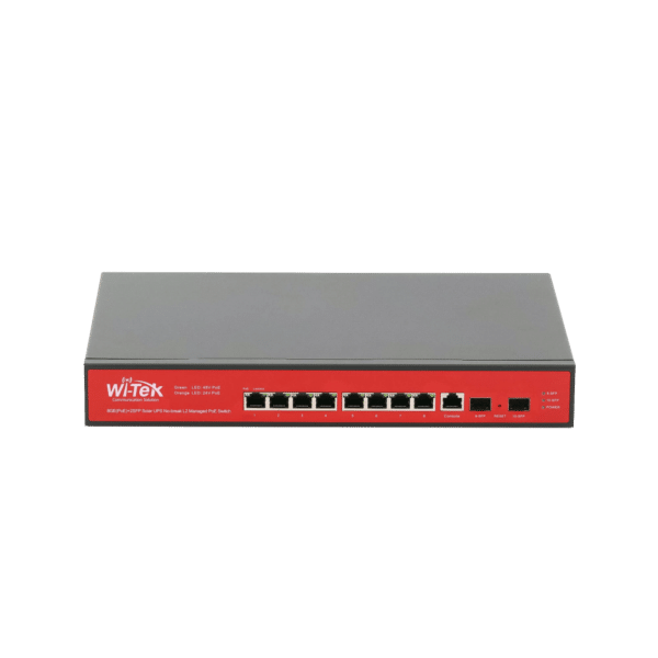 Switch Administrable Capa 2 de 8 puertos 10/100/1000 PoEaf/at + 2 x SFP Gigabit, con respaldo para energía solar