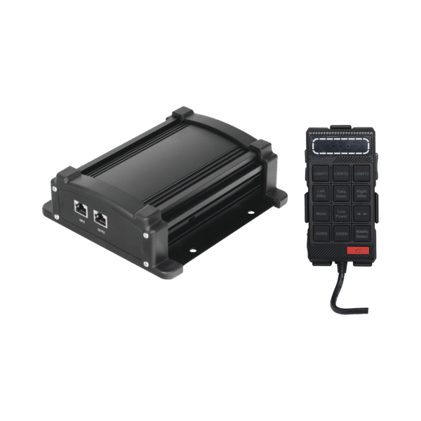 Sirena Vehicular de 100W de Potencia Con Controlador Unimando, Micrófono, Control de Tonos y Patrones de destello de Barras de Luces Serie X67 / X75