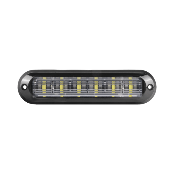 Luz Auxiliar Ultra Brillante  IP67 de 6 LEDs, Color Rojo/Claro, con mica transparente y bisel negro