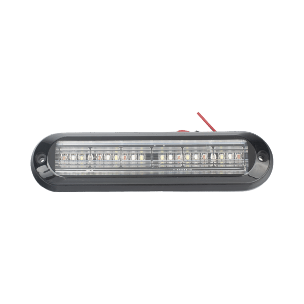 Luz Auxiliar, Ultra Brillante, IP67, 18 LEDs, Tricolor, Color Rojo/Claro/Azul, con mica transparente y bisel negro