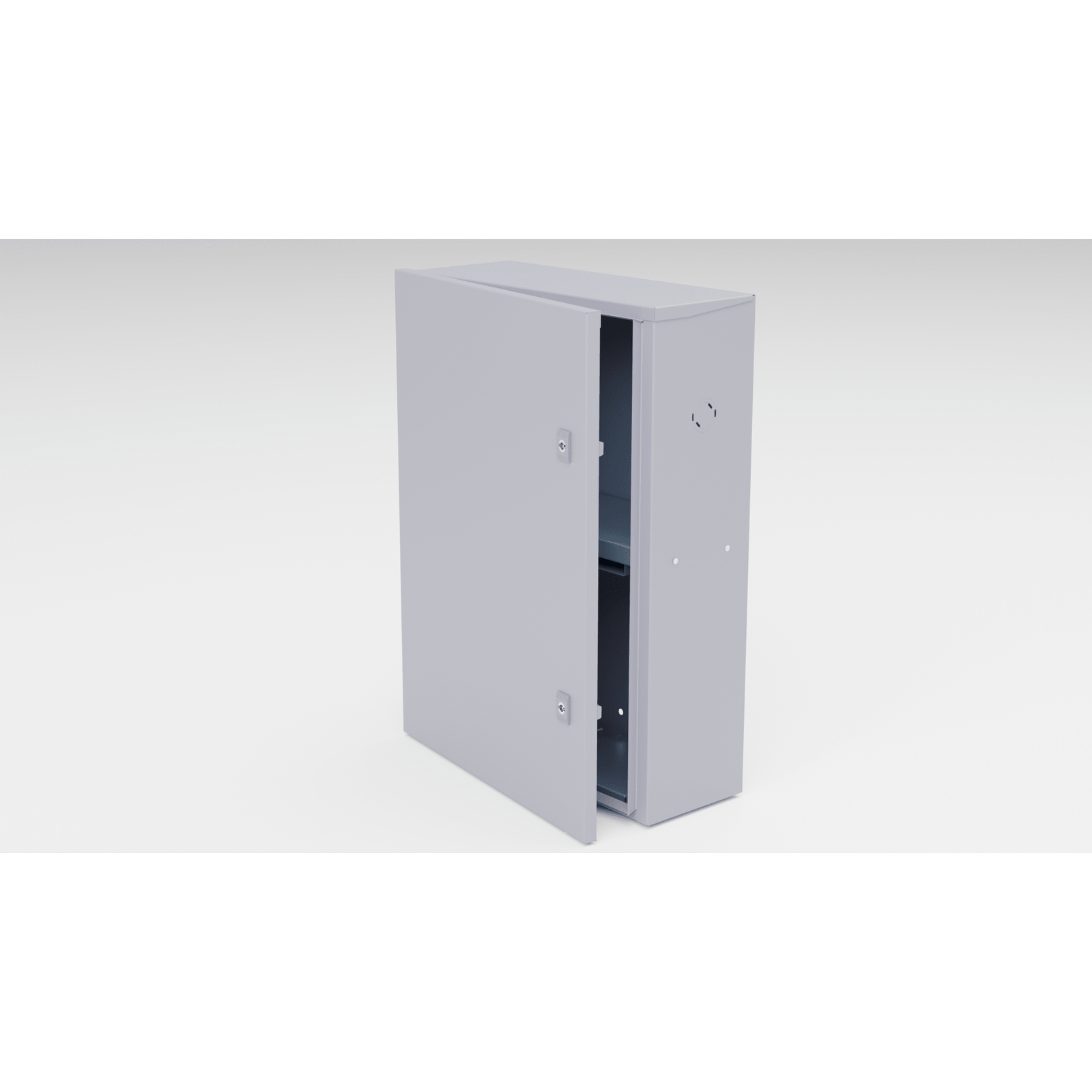 Gabinete para instalación de 2 Baterías , Fabricado en Lámina Galvanizada, Accesorios para poste (No incluidos)