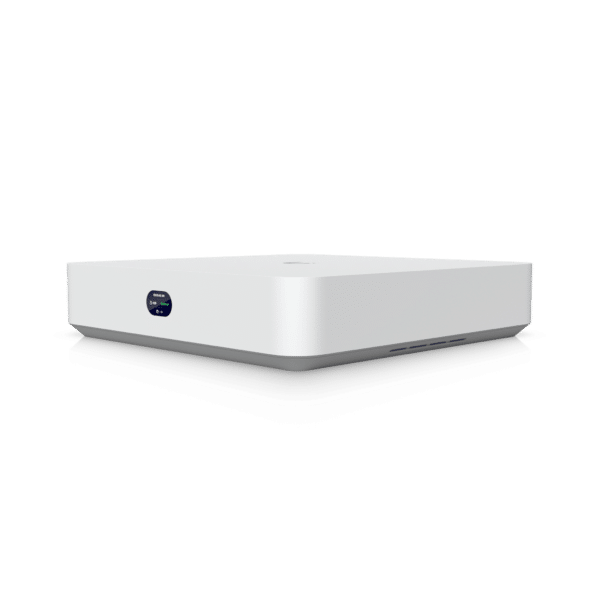 UniFi Protect NVR Instant con Soporte de HDD de 3.5" con un Switch PoE Integrado de 6 Puertos GbE y un Puerto HDMI Viewport.
