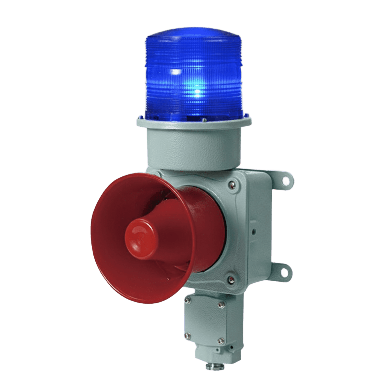 Combinación de baliza LED color Azul con sirena electrónica para aplicaciones de la industria pesada máx.114 dB a 120 VCA