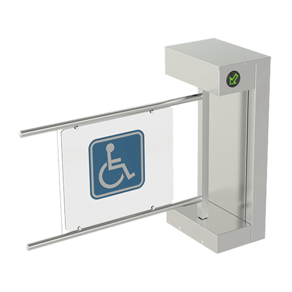 Torniquete De Cortesía Motorizado / Acabado En Acero Inoxidable Con Hoja de Acrílico / Bidireccional / Compatible con Cualquier Control De Acceso de Contacto Seco