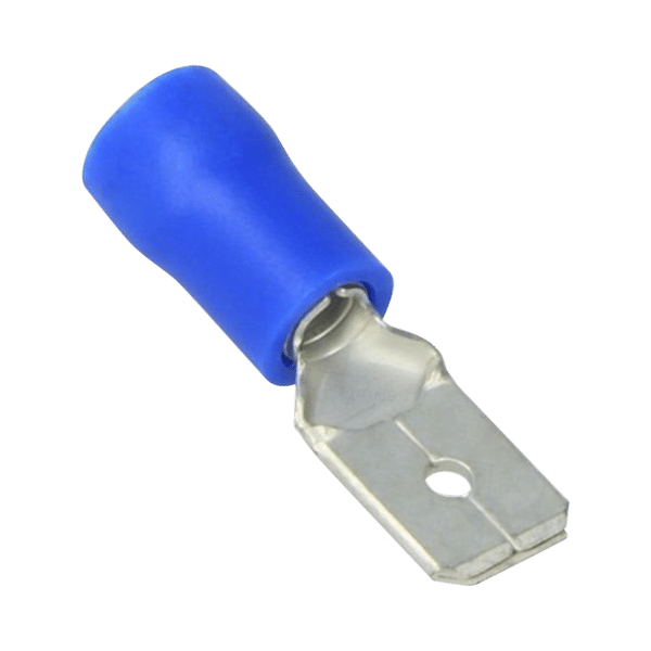 Terminal tipo macho aislada / 16 - 14 AWG / Azúl / Paquete de 25 piezas.