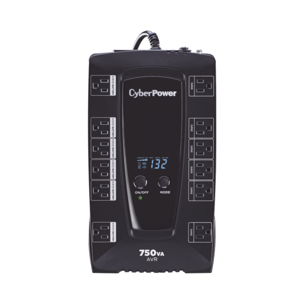 UPS de 750 VA/450 W, Topología Línea Interactiva, Entrada 120 Vca NEMA 5-15P, Tipo Gabinete Compacto, Con 12 Tomas NEMA 5-15R