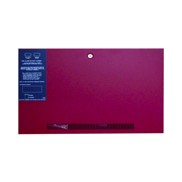 Gabinete para dos baterías de respaldo de 55 AH. Para aplicaciones en sistemas de detección de incendio (FAS).