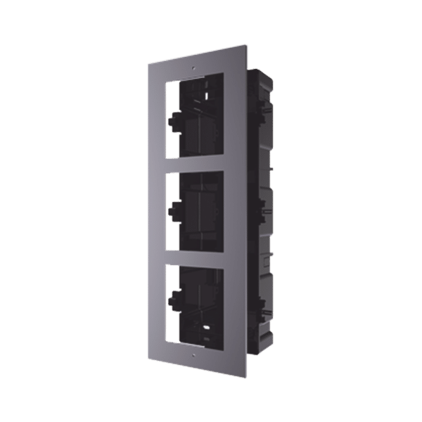 Base de 3 Espacios para EMPOTRAR Módulos de Videoporteros Hikvision