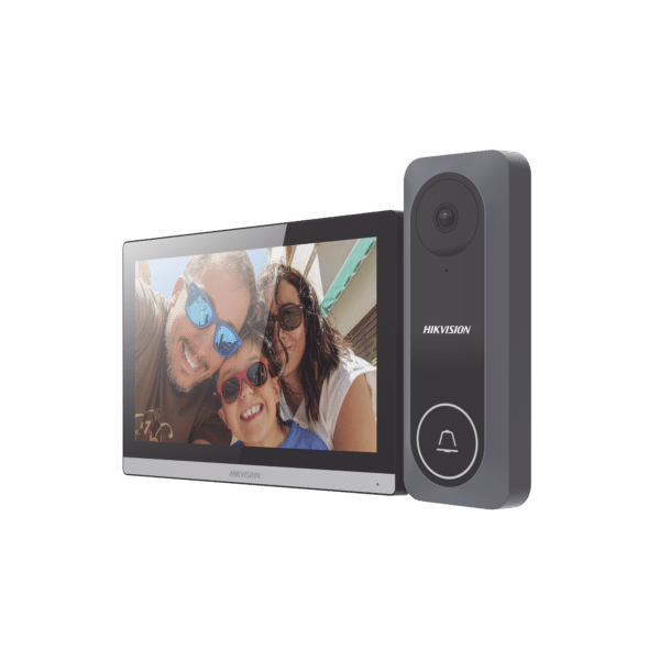 Kit de Videoportero Hibrido TurboHD con Pantalla LCD touch de 7" Wi-Fi / Frente de Calle para Exterior de Policarbonato / 720p (1 Megapíxel )130° de Visión (Gran Angular) / Llamada a App Hik-Connect