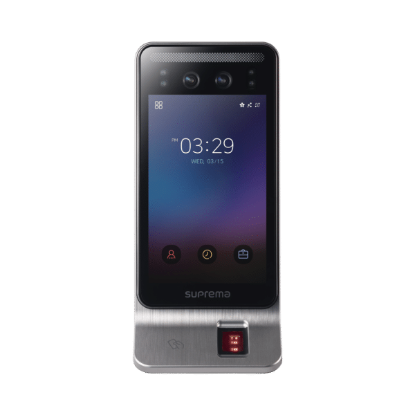 Lector Multi-tecnologia con detector de cubrebocas- Reconocimiento Facial, Huella, Tarjeta Móvil y lector de RFID(125kHz EM & 13.56 Mhz MIFARE)  Compatible con BioStar2,  Uso para Control de Acceso y Asistencia