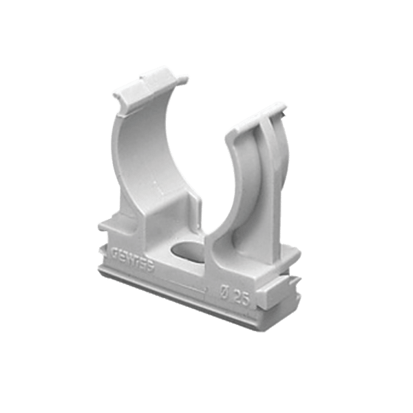 Soporte de presión (Abrazadera), PVC Auto-extinguible, abierto para tubería de 50 mm