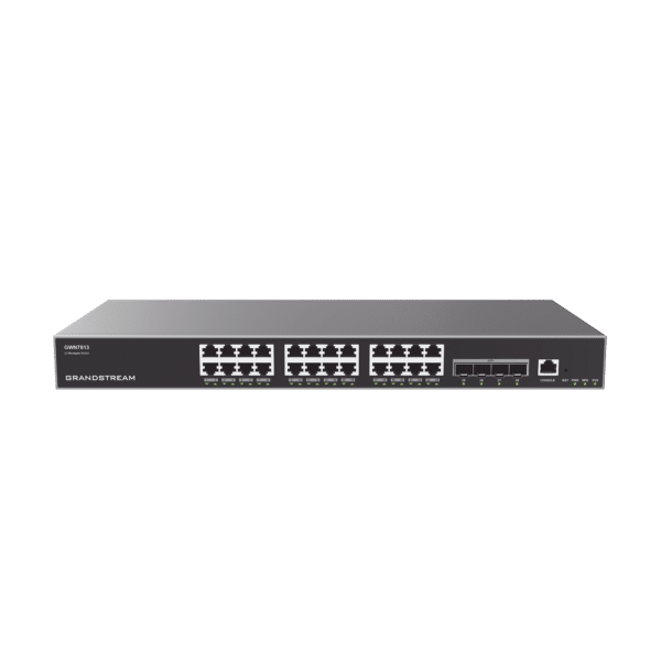 Switch Capa 3 Administrable / 24 puertos 10/100/1000 Mbps + 4 Puertos SFP+ de 10 Gigabits / Compatible con GWN Cloud.