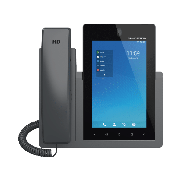 Teléfono IP Android 11, 16 líneas SIP con 16 cuentas, pantalla táctil  7", puertos Gigabit, Wi-Fi, Bluetooth, PoE, codec Opus, IPV4/IPV6 con gestión en la nube GDMS