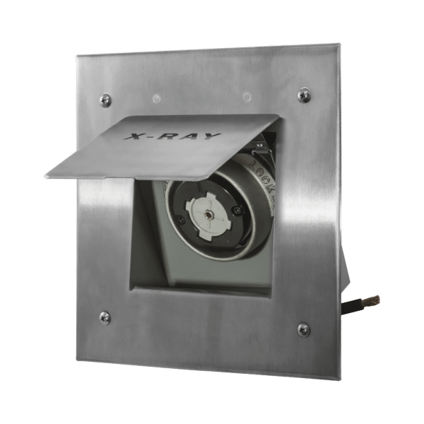 Receptáculo Móvil de Rayos X / 50 A 250 V CA/ 2 Polos 3 Hilos / Placa de Acero Inoxidable.