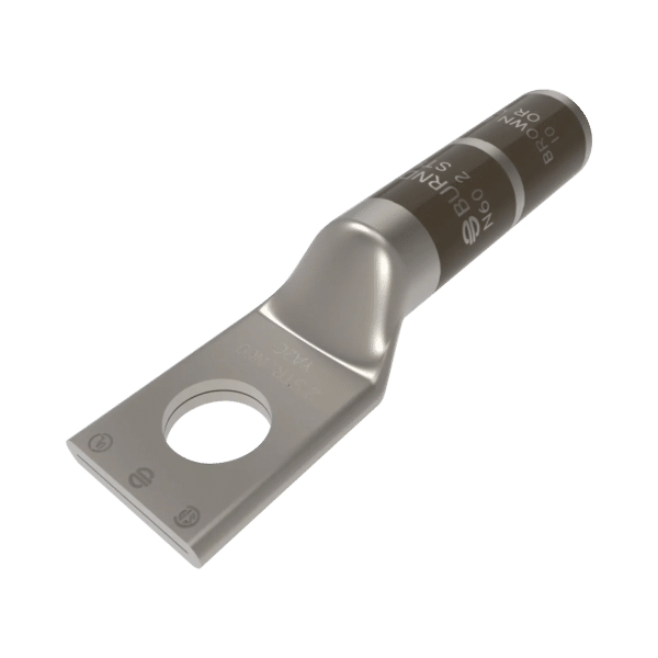 Zapata Terminal de Compresión BURNDY Cañón Largo para Tornillo de 3/8" y Calibre 2 AWG.