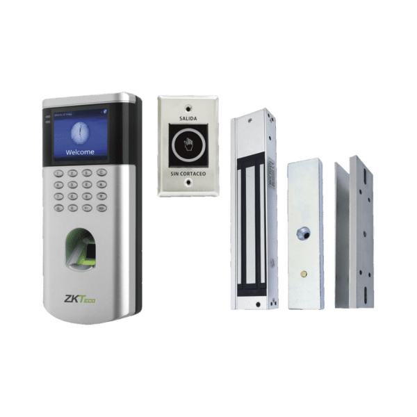 KIT de Control de Acceso LF10/ PUSH / Compatible con ZKBioAccess / 1,500 Usuarios / Chapa magnética / Botón de Salida / Tarjeta de proximidad