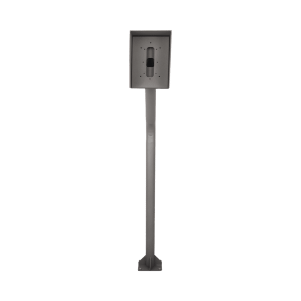 Poste y Cubierta industrial para montaje de Porteros IP Fanvil y Grandstream, altura de 1.2 metros, pintura electrostática color gris.