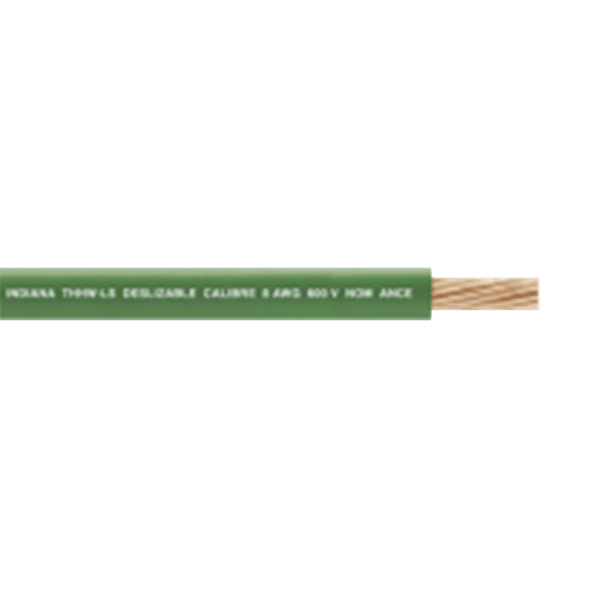 6 AWG / Cable Eléctrico / 1 Conductor /  Cobre /  Recubierto THW-LS / 19 Hilos / Color Verde / 300 metros