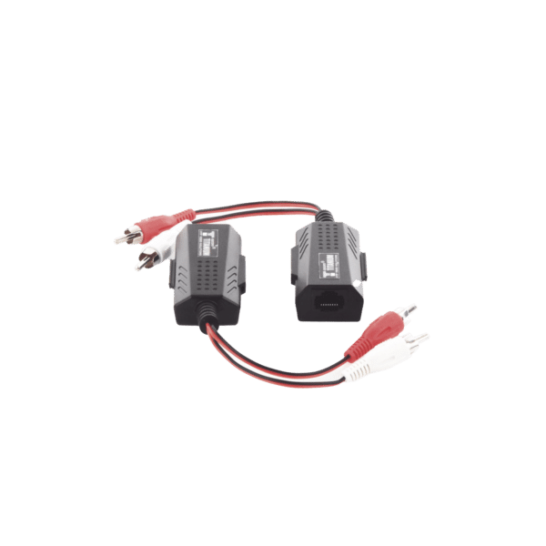 Balun Extensor de audio analogo estereo RCA a RJ45  / Distancia 800 mts/  Cable CAT5-6 / Conector 100% COBRE / protección TVS, Calidad PREMIUM