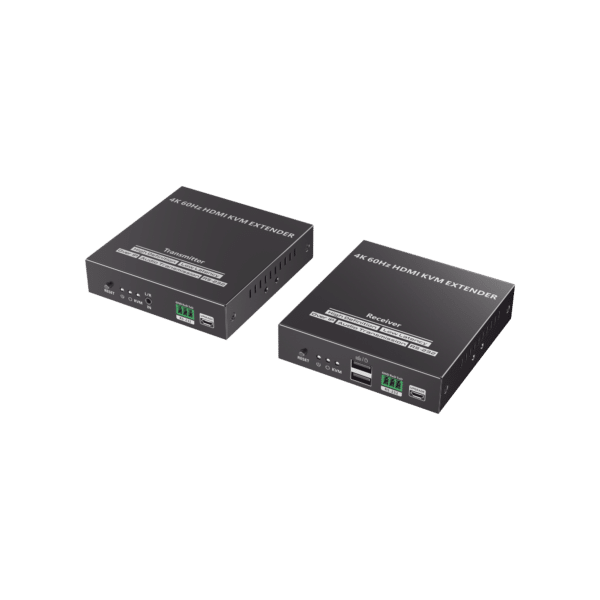 Kit Extensor KVM (HDMI y USB) hasta 120 metros | Transmite el Video y Controla tu DVR vía USB a distancia | Soporta resolución 4K @60Hz | Cat 6, 6a y 7 | Salida Loop en el Tx para visualización local