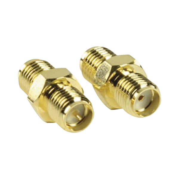 Adaptador en Línea de Conector SMA Hembra Inverso a SMA Hembra, Oro/ Oro/ Teflón,