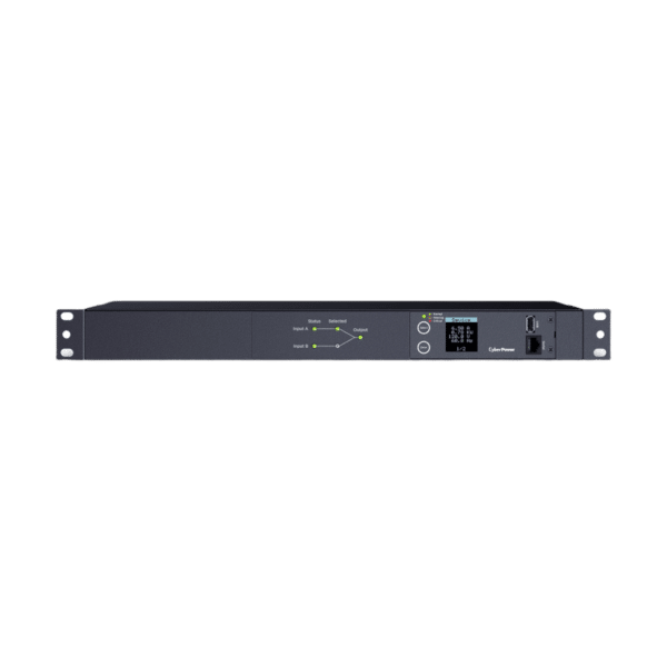PDU ATS (Fuente Redundante Auto-transferible) Medible, Para Distribución de Energía, 2 Entradas 120 Vca NEMA5-15P, Con 10 Salidas NEMA 5-15R, Horizontal 19in, 1UR